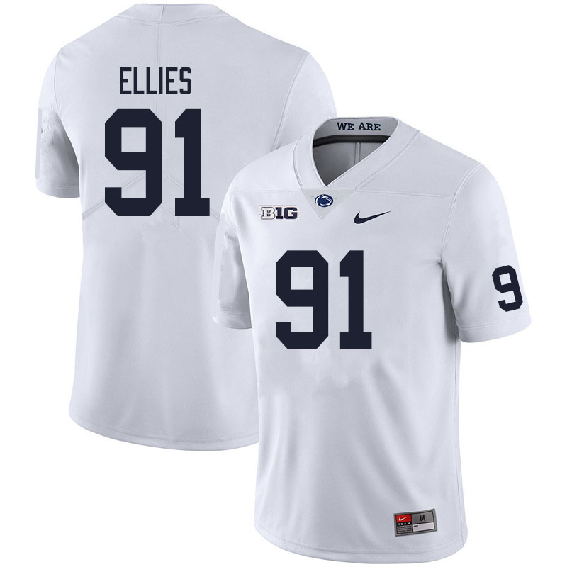 Men #91 Dvon Ellies Penn State Nittany Lions College Football Jerseys Sale-White